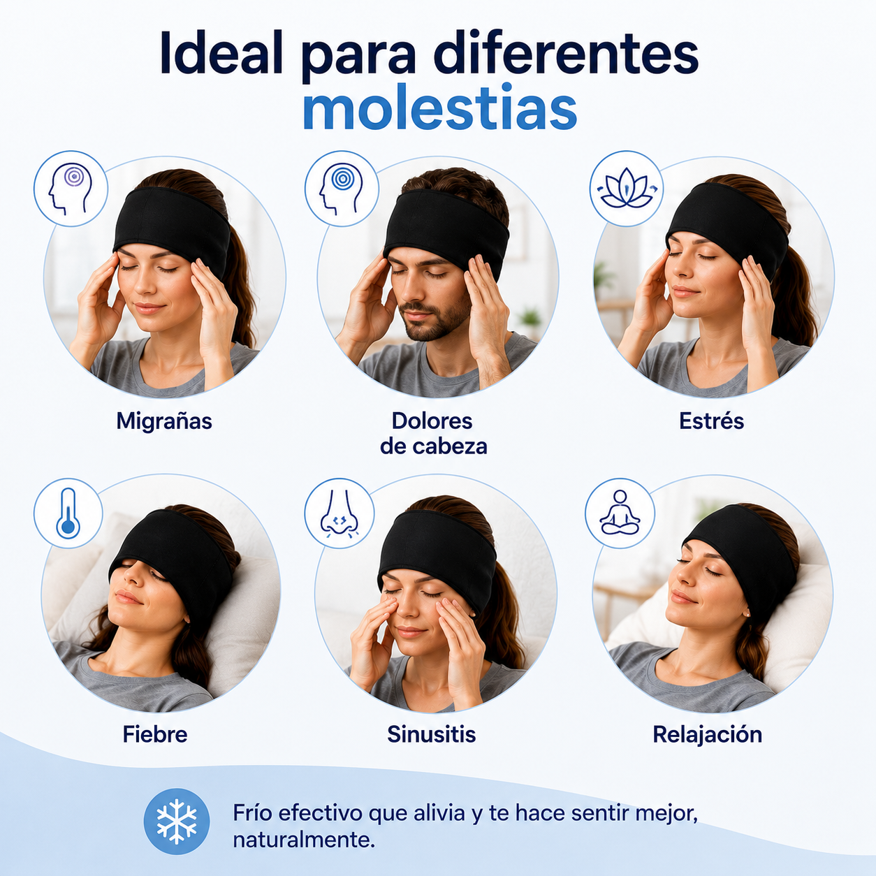 Gorro de gel frío migraña